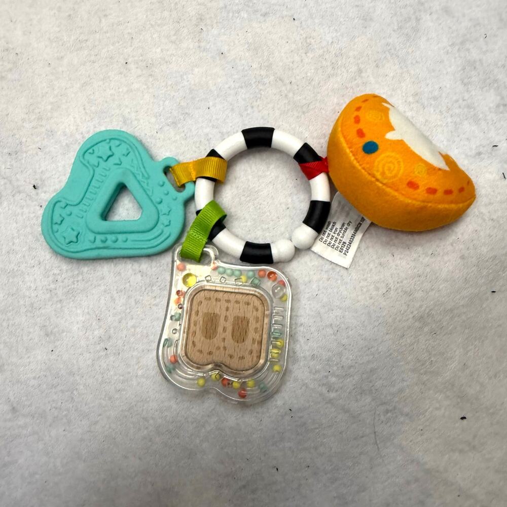 Hape Sensory ABCs Playset 3-in-1 Baby Travel Toy Silicone Teether Rattle Plush